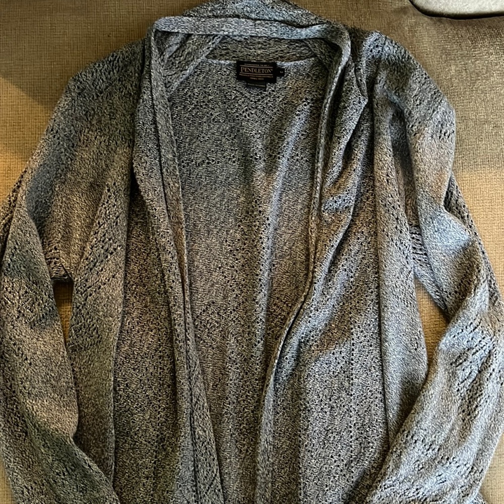 Pendleton Heather Gray Open-Front Knit Cardigan